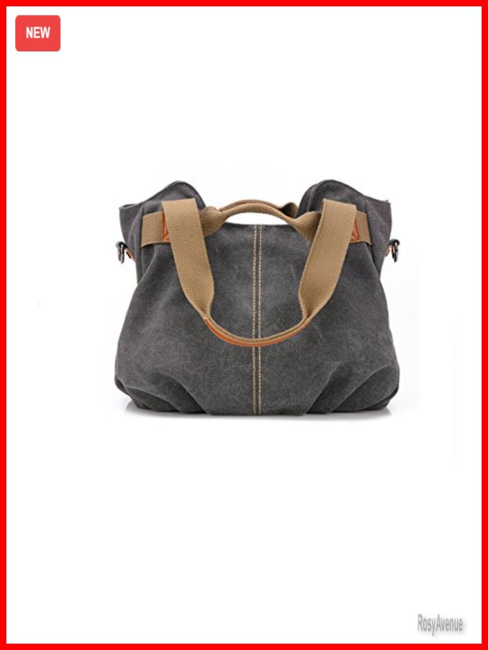 Canvas Leather Hobo Shoulder Bag Vintage Tote Handbag Adjustable Strap